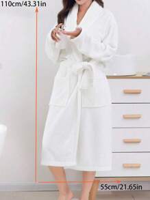 Summer Pineapple Grid Bathrobe Men And Women Universal Residence Clothing Bathrobe Solid Homewear Nightgown Home Cloth,Soft, Monk-Style Collar, Long Sleeves, Soft, Warm, Non-Shedding - Multicolor - View 9