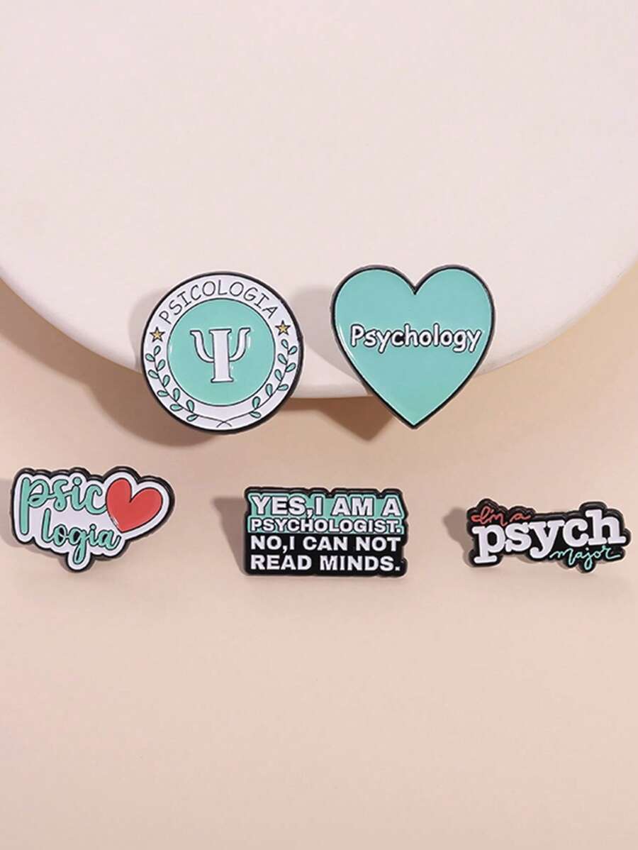 5 件装不，我无法读懂心灵心理学珐琅别针关爱心理健康金属胸针翻领背包徽章珠宝礼物