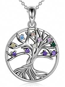1pc Fashion Simple Life Tree With Rhinestone Hollow Circle Pendant Necklace For Women