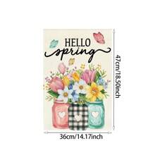 1 件春夏花卉旗帜，带蝴蝶花园装饰，双面户外庭院旗帜 - 彩色 - 查看 2