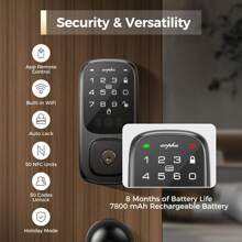 Palm Vein Smart Lock, Palm Recognition Keyless Entry Door Lock, WiFi Smart Lock For Front Door, Palm Recognition Front Door Lock Set, Built-In Wi-Fi Deadbolt, App Remote Control, Auto Lock, Support Alexa - 黑色 - 查看 3