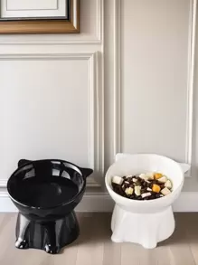 1 件猫/狗爱好者礼物和狗/猫妈妈爱宠物碗，猫爱好者和猫妈妈爱碗，可爱塑料碗，狗爱好者和狗妈妈爱水碗，猫/狗爱好者礼物和狗/猫妈妈爱宠物护颈高脚斜碗，防止翻倒 - 彩色 - 查看 7