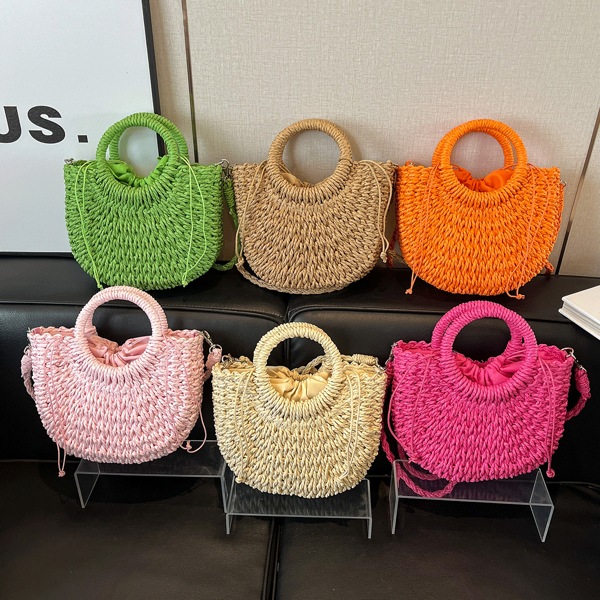 Bohemian Style Straw Tote Bag, Fashionable Women Shoulder Bag, High-Quality Multi-Function Shopping Bag, Suitable For Travel And Vacation, Earth-Tone Colors Matching Autumn Outfits, Casual Accessory, Eye-Catching Beach Bag Summer, Summer Straw Beach Bag For Women, Vacation Essentials, Perfect For Summer, Vacation & Beach