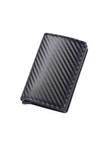 1 pieza Billetera ultraligera para hombres, billetera blindada RFID como regalo para hombres, portador de tarjetas de crédito para hombres, portador de tarjetas de presentación para hombres, cubierta protectora, minimalista, de fibra de carbono negra, billetera ultraligera con imán