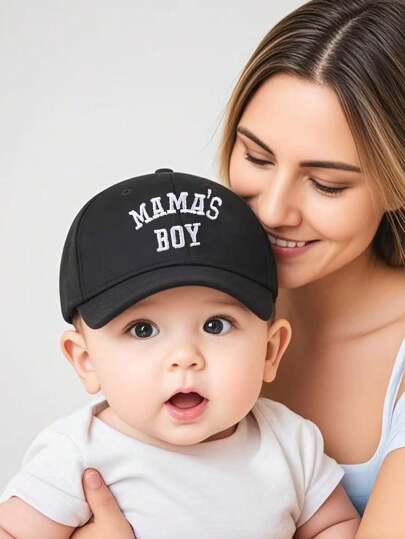 Boné de beisebol bordado MAMABOY de 3 peças da moda para meninos e meninas, adequado para a vida diária, boné de proteção solar ajustável casual