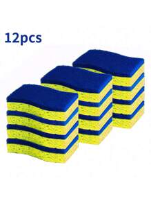 12/6/4pcs Non-Scratch Scrub Sponges,Sponges For Cleaning Kitchen,Bathroom, And Household, Non-Scratch Sponges Safe For Non-Stick Cookware,12 Scrubbing Sponges