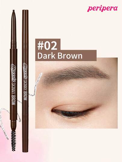 Peripera K-Beauty Speedy ögonbrynspenna, dubbelsidig ögonbrynspenna, mjuk och naturlig, fin spets, former, definierar, fyller ut brynsmakeup, med borste, långvarig, vattentät och svettbeständig, koreansk makeup