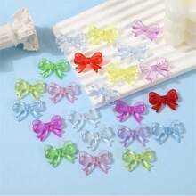 20pcs 15*19mm Multi-Color Transparent Acrylic Bow Beads, Suitable For DIY Handmade Jewelry Materials, Earrings, Bracelets, Necklace Accessories - Multicolor - View 4