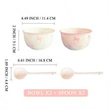 2pcs/4pcs Set Cute Ceramic Tableware, Underglaze Floral Bowl/Plate, Suitable For Students Back To School, Family Dining, Holiday Gifts, Decoration For Gatherings