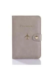 Multi-Card PU Passport Holder - Snap Closure, Faux Leather Lining, Airplane Pattern Passport Case, Minimalist Travel Accessory - Convenient Document Storage And Travel Items, Holiday Supplies Travel Stuff Travel Organiser Travel Items Travel Wallet Passport Holder Passport Wallet Beach Vacation Bag Summer Christmas Vacation