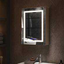 LED Bathroom Mirror Cabinet, 400x600mm,Demister, Dimmable, 3 Colour Light Makeup Mirror,Wall Mounted Bathroom Mirror Cabinet With Lights And Shaver Socket (40 X 60 Cm) - 白色 - 查看 1