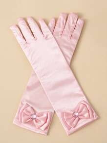 1 Pair Children's Satin Gloves Princess Satin Fabric Magic Gloves For Girl - Yellow - View 7