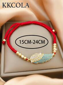 KKCOLA 1pc Fashion Lucky Red Cord Angel Wings Bracelet For Women, Jewelry Accessory For Party, Vacation, Beach, Holiday Gift, Daily Match