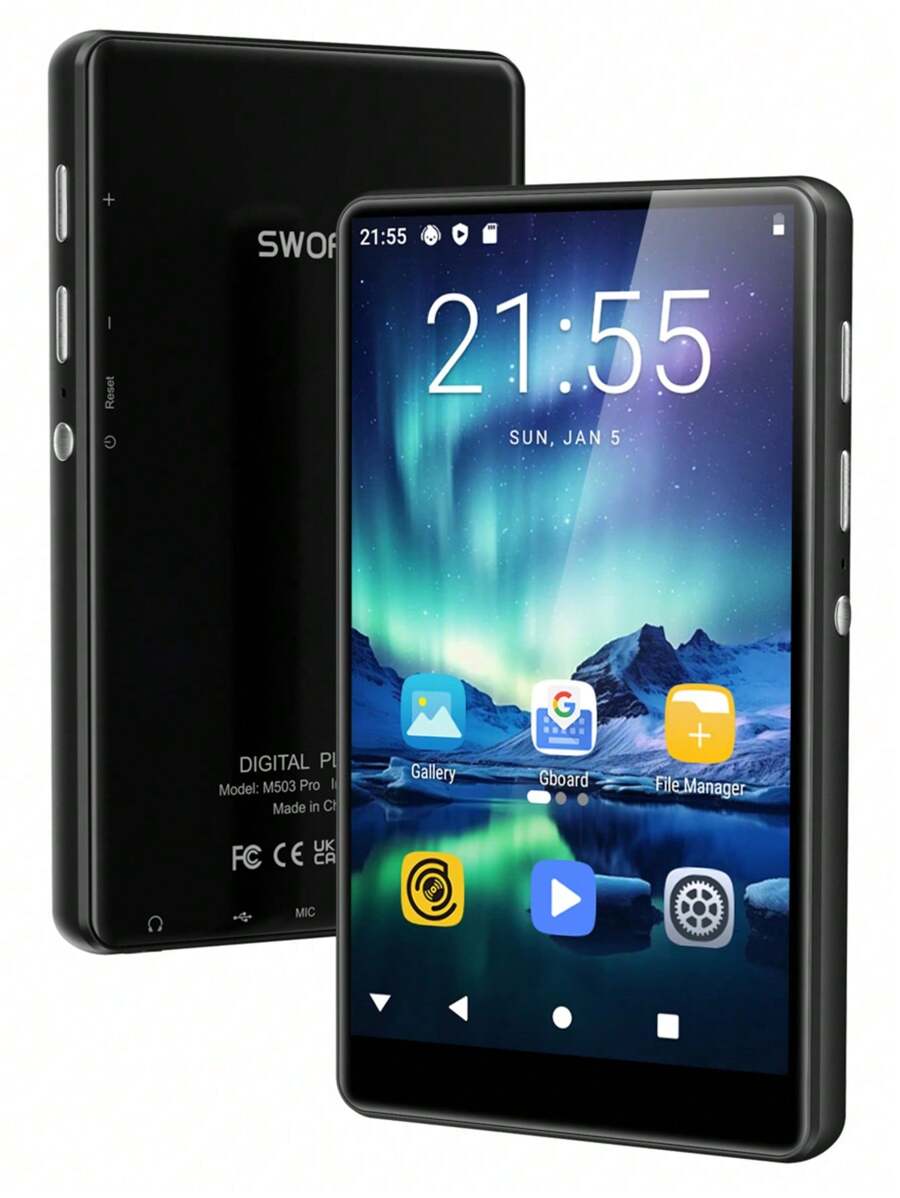 80GB MP3 播放器，带蓝牙和 WiFi，Mp3 和 Mp4 音乐播放器，带 Spotify、音乐、Deezer、Audible、浏览器，4.0 英寸 IPS 触摸屏 Android 播放器，带扬声器、FM 收音机，最高 512GB