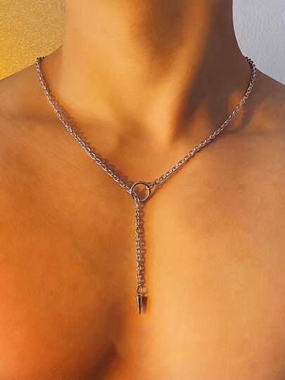 1pc Punk Spike Necklace, Premium Minimalist Unisex Rivet Pendant Necklace, Fashionable Jewelry For Men, Great For Daily Wear, Holidays, Birthdays, Ideal Gift