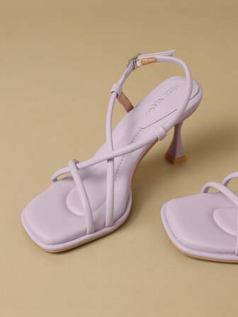 2025春夏新款优雅高跟凉鞋，简约舒适时尚女鞋，紫色细高跟凉鞋