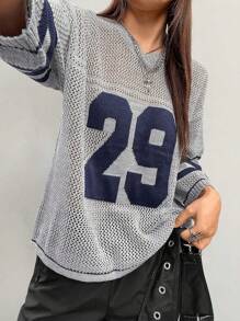 女士长袖简约休闲衬衫，适合夏季 - 灰色 - 查看 4