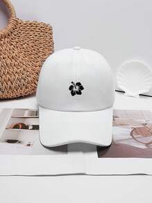 1 pieza Gorra de béisbol ajustable con estampado floral lindo y sencillo para mujer, versátil y de moda casual para uso diario y al aire libre