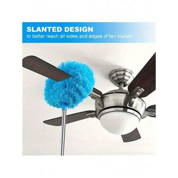 12ft Extendable Microfiber Feather Duster, Blue Color, Long Handle, Dustproof, Reusable, Machine Washable, Easy Cleaning