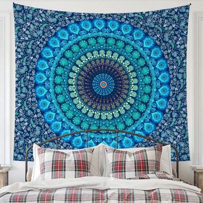 Tapiserie de perete suspendată cu model hippie, cu model boem, cu păun, Mandala