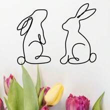 2pcs Vivid Rabbit Metal Wall Decor, Minimalist Geometric Rabbit Iron Sculpture, Spring Festival/Easter Farmhouse Decoration, Indoor Outdoor Porch Sign, Animal Theme Wall Hanging, Suitable For Easter, Valentine's Day, Mother's Day, Graduation, Ramadan Gifts Birthday