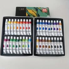 鲜艳的 36 色丙烯酸颜料套装 - 12 毫升/0.4 盎司丰富色彩颜料，适用于艺术家、学生、DIY 工艺品、木材、帆布、墙壁和服装绘画 - 无需底漆的多功能艺术用品 - 12ml/0.4oz - 查看 18