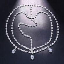 1 pièce Chaîne de tête multicouche style bohème avec strass, bijou de front en cristal goutte d'eau, accessoires de cheveux à gland avec cubic zirconia artificiel, nouveautés européennes et américaines, bijoux de tête, bijoux de cheveux