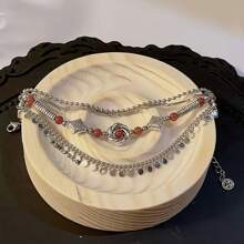 Brazalete de estilo retro exótico para niñas, brazalete vintage de diseño único y exclusivo con cuentas de múltiples capas