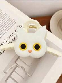 1 Kẹp tóc tai mèo màu trắng, thích hợp để sử dụng hàng ngày, kẹp tóc, kẹp tóc, kẹp hàm, kẹp tóc, kẹp tóc, kẹp tóc, phụ kiện tóc mùa thu đông cho phụ nữ, trang phục đi nghỉ cho phụ nữ - trắng - Xem 3