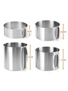 1 pieza Molde ajustable para anillo de pastel de acero inoxidable 430 de 6-30 cm, resistente a la oxidación, con escala, para repostería - Plateado - Ver 2