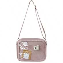 Female Ita Crossbody Bag Womens Transparent Messenger Bag Girls Cute-Lolita Shoulder Bags Teens Fashion Satchels Bag Ins - 黑色帶插片 - 查看 11