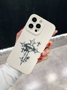 Goth Love Cross Shock Absorbing Soft Phone Case, Compatible With IPhone 16, 15, 14, 13, 12, 11 Pro Max, XR, XS Max, Plus, Protective Cover, Gift For Men & Women