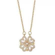 1pc New Style Heart-Linked Four-Leaf Clover Necklace, Foldable Heart Shape Fashion Choker Necklace, Suitable For Daily Wear