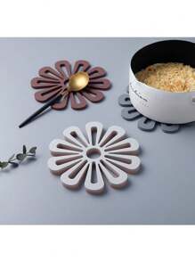 6pcs/Set Nordic Style Thick Tableware Coaster, Heat Insulation Placemat, Floral Design Non-Slip Cup & Plate Mat, Home Use (1 Pack)