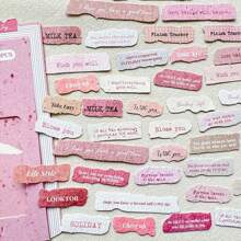 50 Pcs English Label Sticker Package Junk Journal DIY Art Crafts Album Embellishment Paper Material Scrapbook Stickers,School Supplies,Back To School