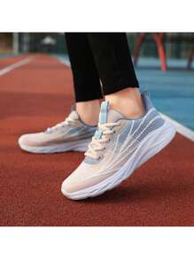 Women's New Soft & Thick Flat Lace Up Sports Shoes, Purple Color Matching, Suitable For Spring/Summer - Purple Powder - View 2