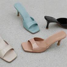 Pantofole francesi con tacco fine da donna 2025 modelli estivi pantofole dolci alla moda con testa quadrata 35-42 taglie grandi sul sito