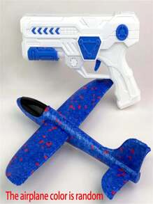 1 pièce Jouet avion en mousse pour enfants, planeur à éjection à bouton unique, pistolet de lancement pour intérieur et extérieur, jouet interactif parent-enfant pour garçons et filles, cadeau d'Halloween et de Noël (style et couleur d'avion aléatoires)