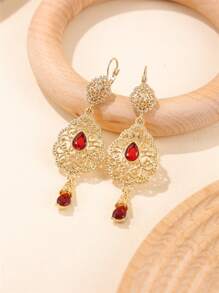 1 Pair Vintage Palace Style Earrings, Saudi Arabian Bridal Fashion Jewelry Earrings For Women, Applicable For Wedding, Party, Holiday Gifts Valentine's Day Accessories - Multicolor - View 6