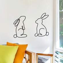 2pcs Vivid Rabbit Metal Wall Decor, Minimalist Geometric Rabbit Iron Sculpture, Spring Festival/Easter Farmhouse Decoration, Indoor Outdoor Porch Sign, Animal Theme Wall Hanging, Suitable For Easter, Valentine's Day, Mother's Day, Graduation, Ramadan Gifts Birthday