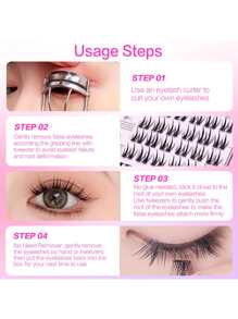 36 Cụm mi giả dán sẵn, C Curl, Nhọn, Mi Manga, Mi không cần keo, Dễ sử dụng, Không cần keo, Cụm mi riêng lẻ 12mm, Có thể tái sử dụng, Mi giả, Bộ nối mi tự dính, Mi giả lâu trôi, Quà tặng mi giả tự làm cho phụ nữ và trẻ em gái, Dụng cụ trang điểm - C - Xem 6