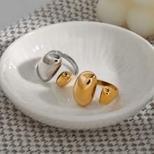 S SHOPBOHO 1枚防褪色不锈钢镀金开口戒指，时尚个性饰品，手指配饰