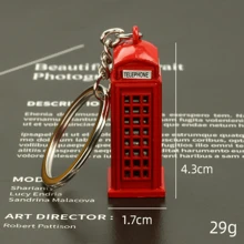 1 Pieza Vintage Llavero de cabina telefónica de estilo londinense, autobús de dos pisos, mejor regalo para amigos