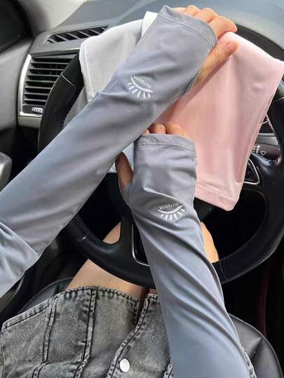 1 par de mangas longas unissex, mangas leves de proteção solar para ciclismo e direção, frescas e respiráveis