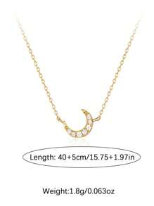 1 pieza Elegante colgante de collar de plata de ley 925 con forma de media luna y gema brillante, adecuado para uso diario, fiesta y vacaciones
