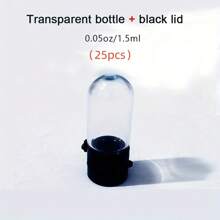 25 个迷你 0.05 盎司玻璃瓶带密封 - 防漏、无香透明和琥珀色小瓶，用于香水样品、精油、护肤精华液和卸妆液 - 便携式试用装容器