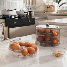 Caja transparente rodante para almacenar huevos en el refrigerador, soporte apilable claro para huevos, protector de huevos para refrigerador, dispensador de huevos apilable