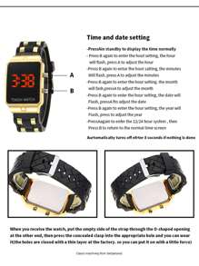 1 pieza Reloj de cuarzo deportivo para hombres con correa de silicona de lujo y caja cuadrada de aleación, elegante, casual, de negocios, con escala mixta, función de calendario, esfera circular, adecuado para uso diario, decoración, regalo festivo para amigos o padres