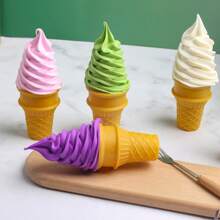1/2pcs Random Realistic Fake Ice Cream Cone Model, Commercial Sundae Display, Showcase Decoration, Photography Prop - Multicolor - View 5
