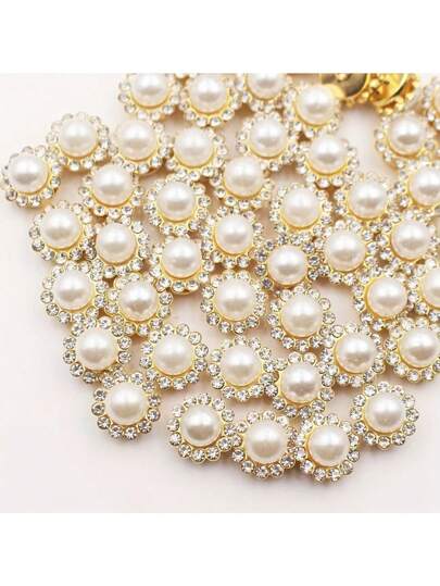 50pcs Sunflower Crystal Decor, 12mm Round Glass Beads With Gold Base, Suitable For DIY Hair Accessories And Jewelry Making